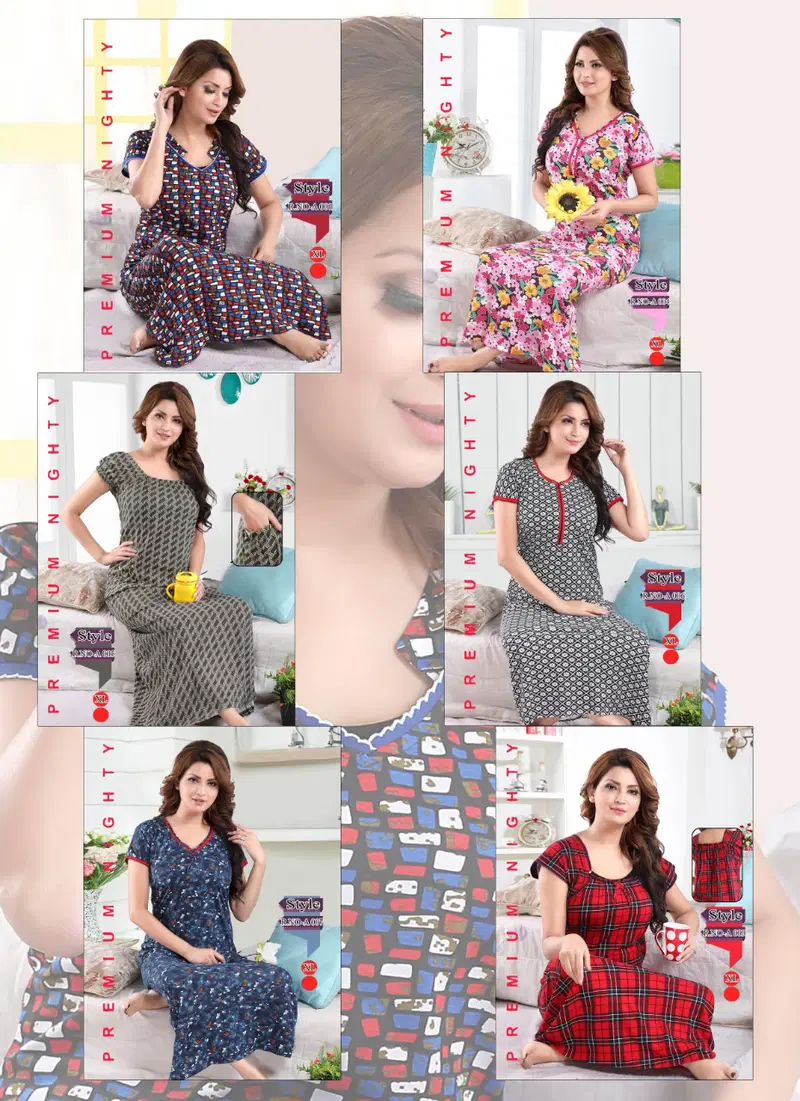 Nighty 217 Latest Printed Comfortable Hosiery sinker Nighty Collection